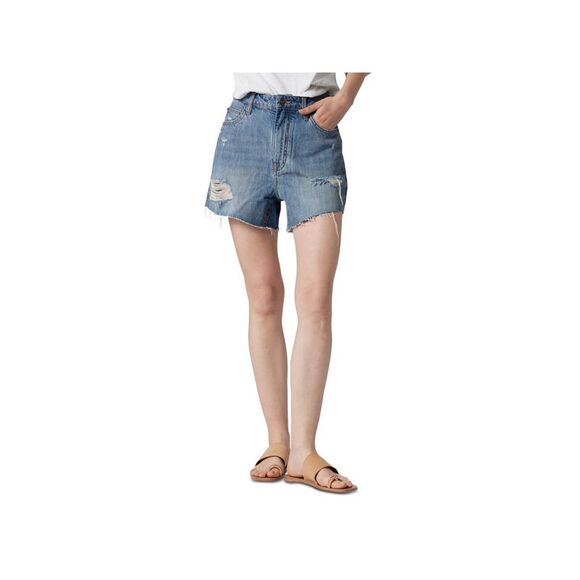 JOIE Pants - JOIE Womens Blue Zippered Pocketed Raw-edge Hems Shorts Shorts 28